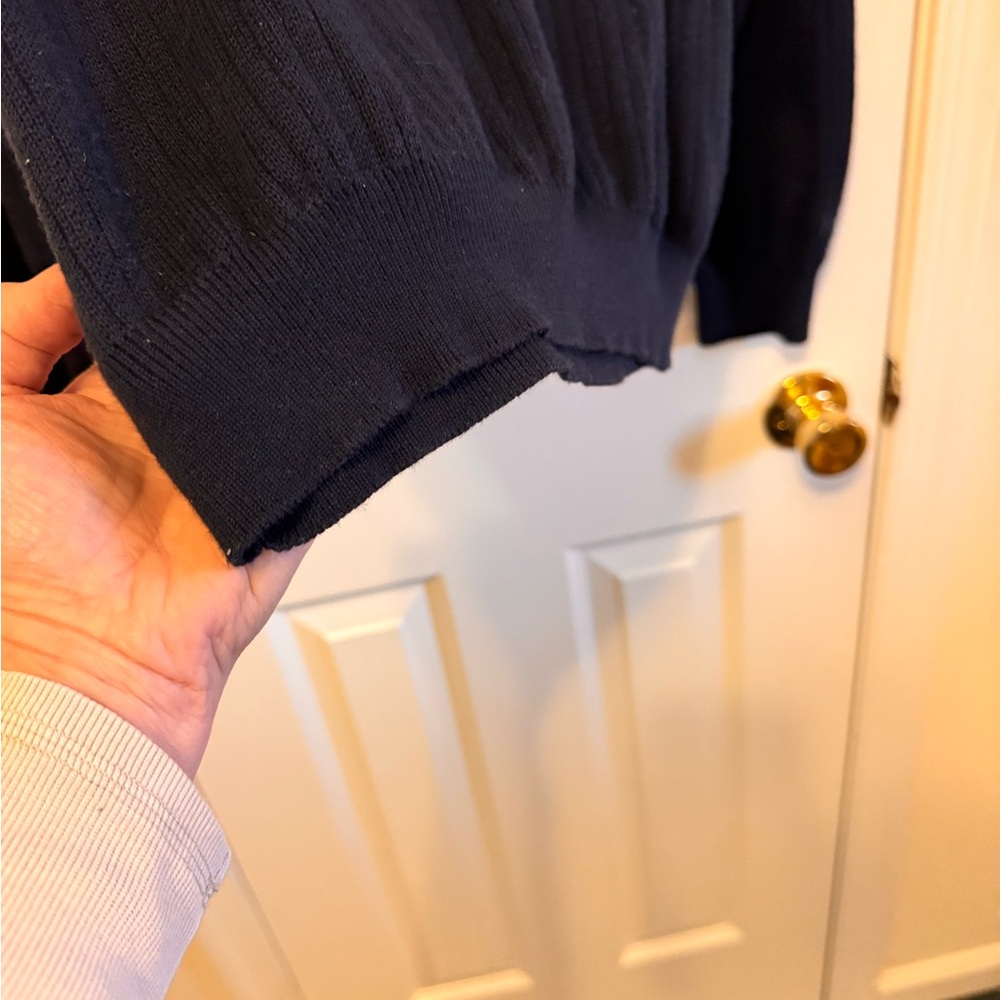 CUTTER & BUCK Navy Ribbed Quarter Zip Sweater size Large - Picture 6 of 9